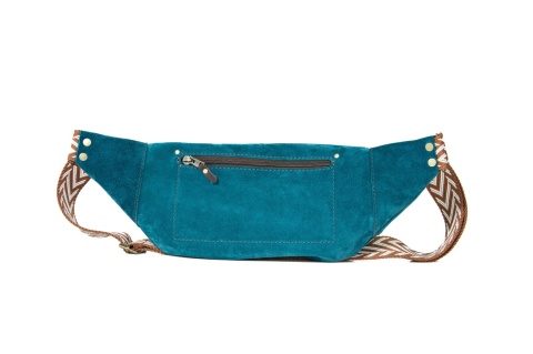 Turkusowa welurowa nerka skórzana od LadyBuQ Art.