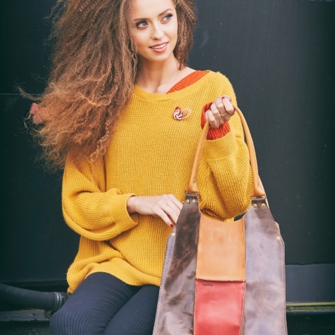 Skórzana kolorowa torebka wykonana ręcznie Ladybuq