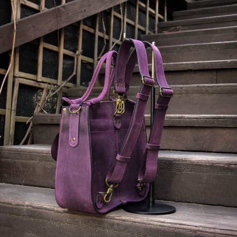 Leather bag Elaine color plum