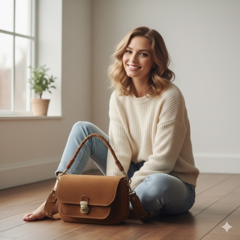 Torebka skórzana Lara w kolorze brązowym