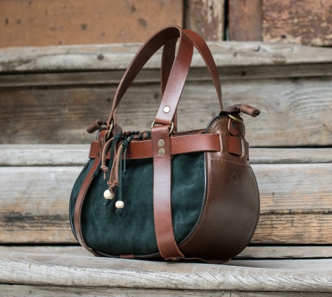 Torebka skórzana Missy w kolorze brązowym i zielonym