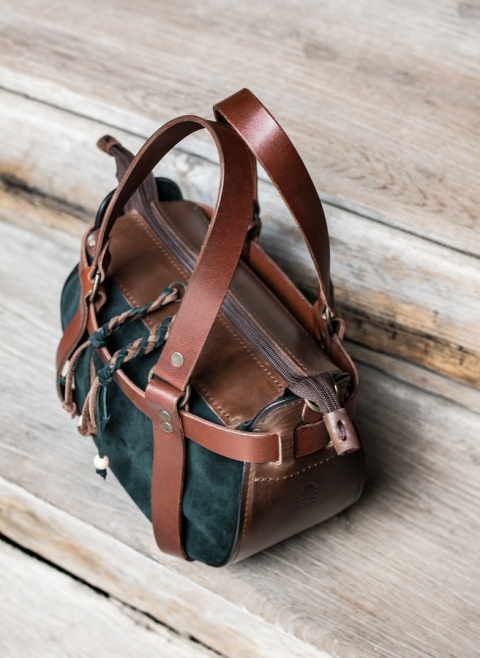 Torebka skórzana Missy w kolorze brązowym i zielonym