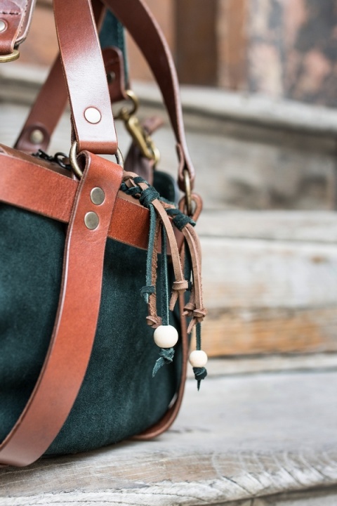 Torebka skórzana Missy w kolorze brązowym i zielonym