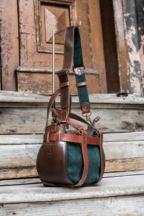 Torebka skórzana Missy w kolorze brązowym i zielonym