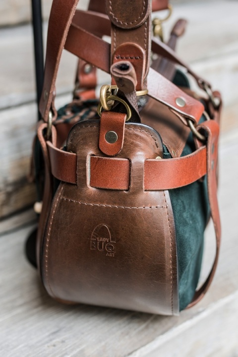 Torebka skórzana Missy w kolorze brązowym i zielonym