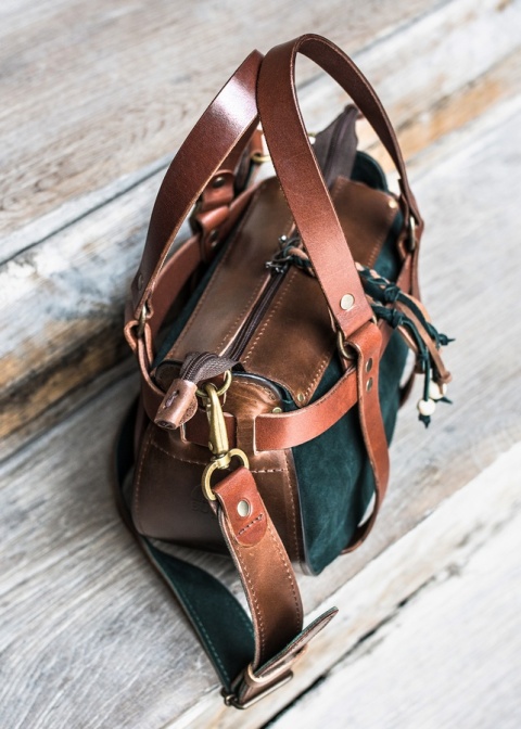 Torebka skórzana Missy w kolorze brązowym i zielonym