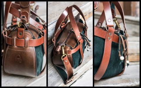 Torebka skórzana Missy w kolorze brązowym i zielonym