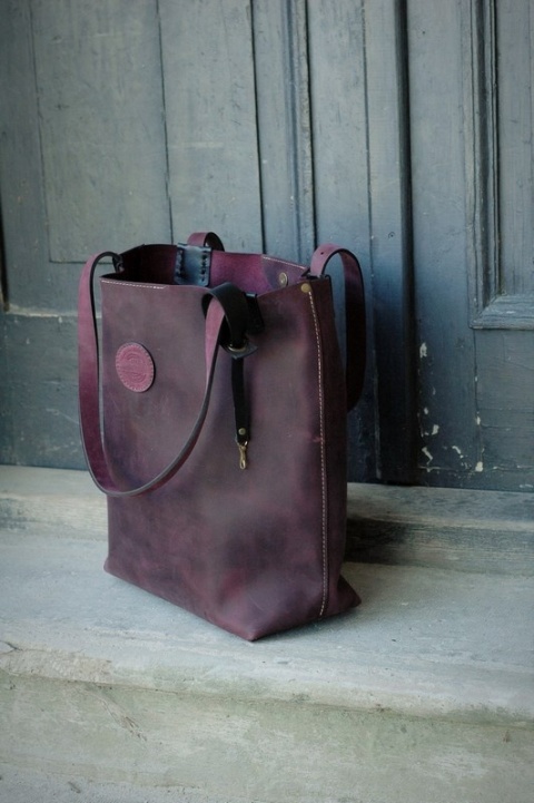 Torebka skórzana Zuza w kolorze śliwkowym