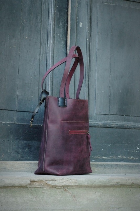 Torebka skórzana Zuza w kolorze śliwkowym