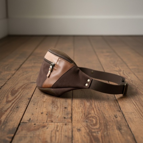 Brązowa welurowa nerka skórzana od LadyBuQ Art.