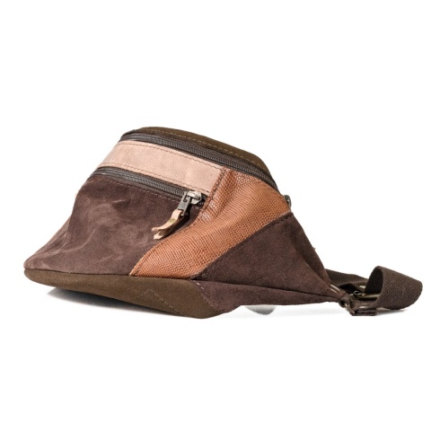 Brązowa welurowa nerka skórzana od LadyBuQ Art.