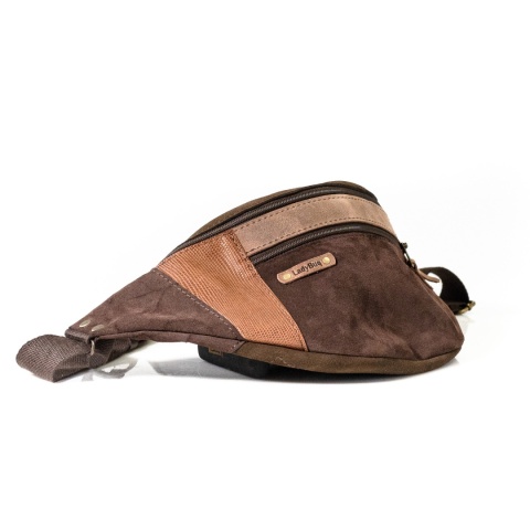 Brązowa welurowa nerka skórzana od LadyBuQ Art.