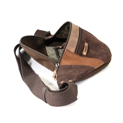 Brązowa welurowa nerka skórzana od LadyBuQ Art.