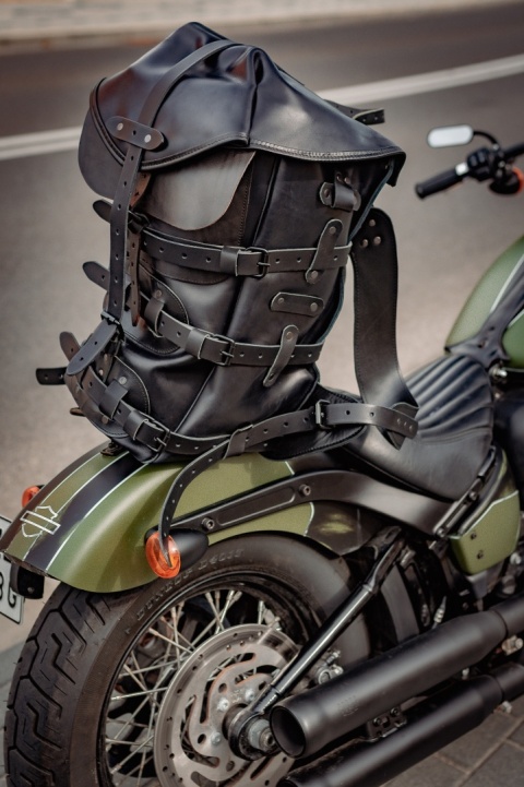 Skórzany Plecak Motocyklowy XXL Vintage 30L - 40L LadyBuQ Art Studio
