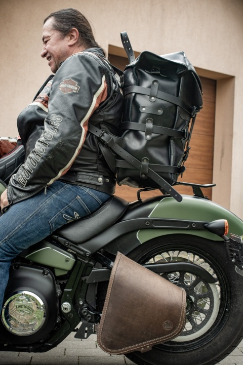 Skórzany Plecak Motocyklowy XXL Vintage 30L - 40L LadyBuQ Art Studio