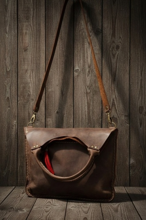 Handmade leather purse SLIM NOIR