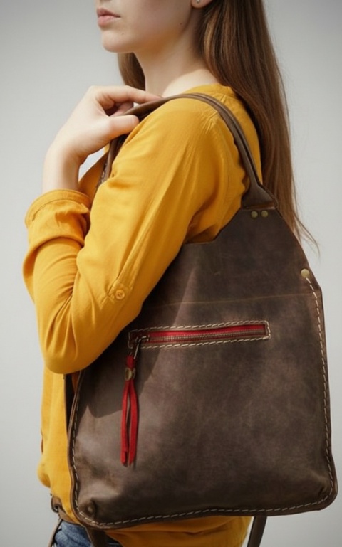 Handmade leather purse SLIM NOIR