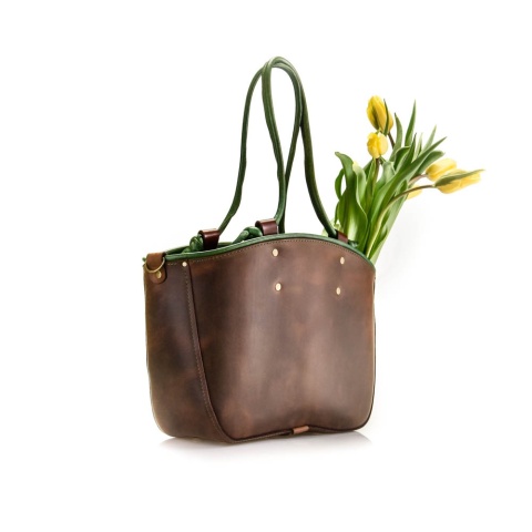 Torebka typu shopper kuferek w kolorze brązowym