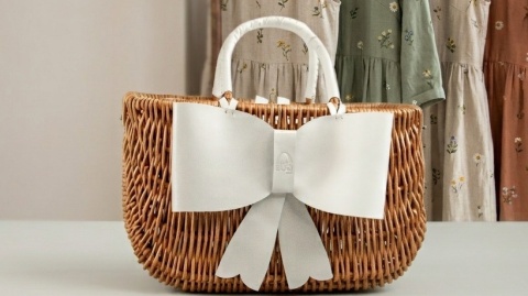 Handmade Wicker Basket Bag with Leather Flap