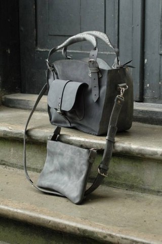 Leather Tote bag - color grey