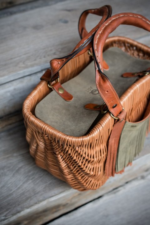 Boho kosz naturalna wiklina i skóra Boho kosz naturalna wiklina i skóra