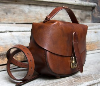 Torebka skórzana Kaya w kolorze vintage brąz