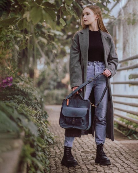 Torebka skórzana Elaine kolor granatowy Torebka skórzana Elaine kolor granatowy