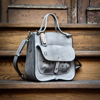 Leather bag Elaine color grey