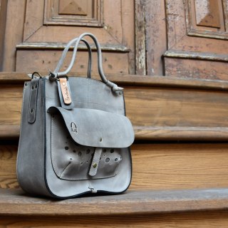 Leather bag Elaine color grey