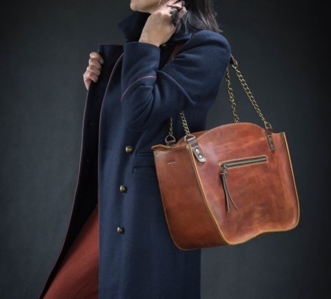 Leather bag Kuferek ginger color Leather bag Kuferek ginger color