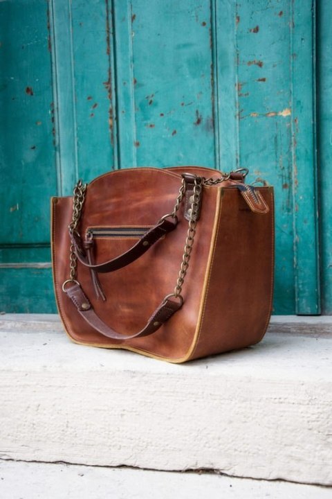 Leather bag Kuferek ginger color Leather bag Kuferek ginger color