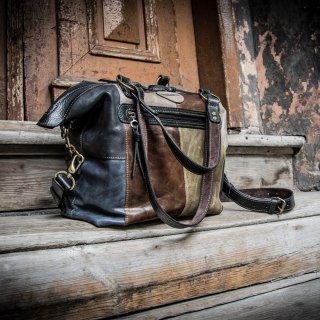 Leather patchwork bag Cora