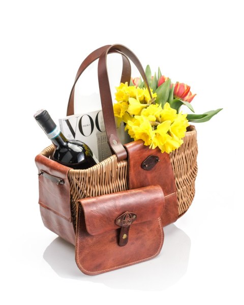 Wicker and leather basket handmade Wicker and leather basket handmade
