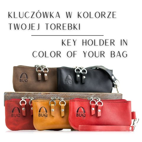 Personalizacja - Mała skórzana saszetka / kluczówka w kolorze Twojej torebki od Ladybuq Art