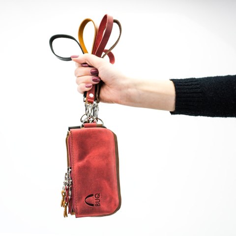 Personalizacja - Mała skórzana saszetka / kluczówka w kolorze Twojej torebki od Ladybuq Art