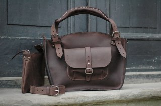 Leather Tote Bag - Dark Brown