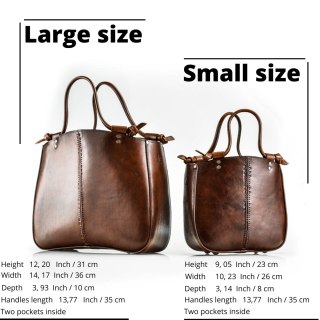 Elaine leather handbag large size brown color