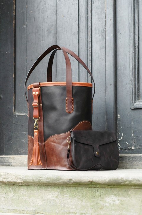 Torebka skórzana Julia w kolorze czarnym i brązowym