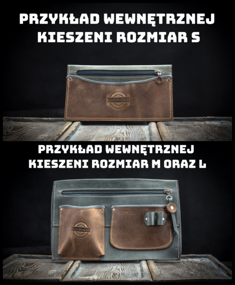 Torba Kuferek skórzany kolor brąz i szary