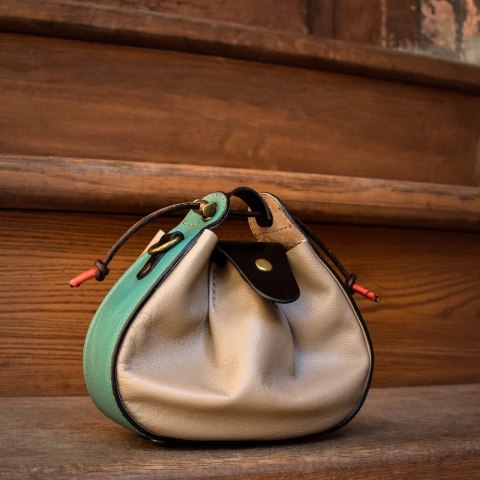 Piękna i unikatowa mała torebka MILI w kolorze turkusowo szarym