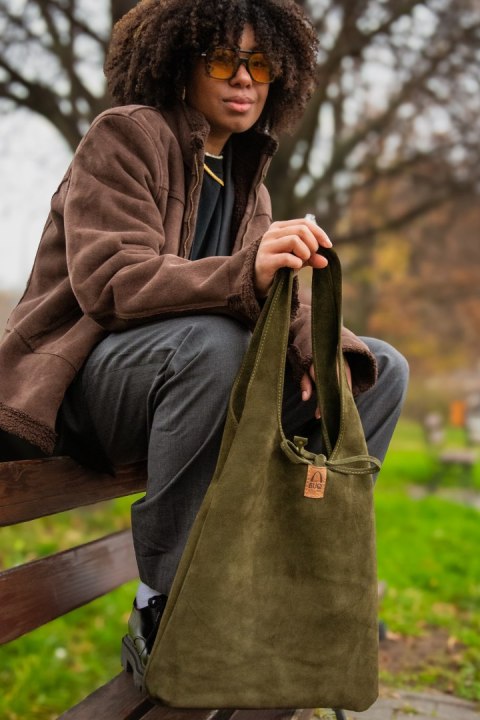 Worek zamszowy torebka od Ladybuq art zielony Worek zamszowy torebka od Ladybuq art zielony