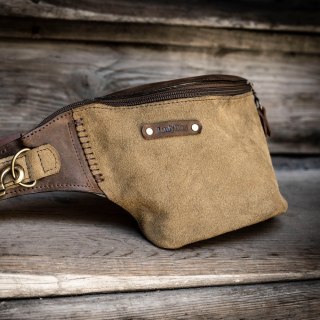 Nerka ręcznie wykonana z naturalnej skóry w kolorach Khaki i Brąz