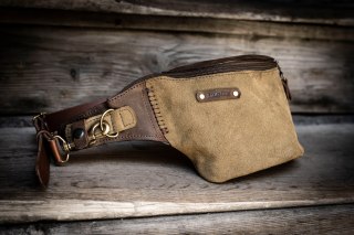 Nerka ręcznie wykonana z naturalnej skóry w kolorach Khaki i Brąz