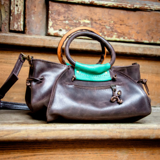 Leather purse Karen color dark brown