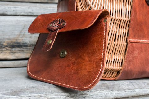 Wicker and leather basket handmade Wicker and leather basket handmade