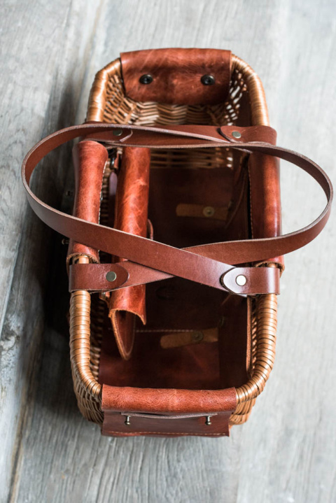 Wicker and leather basket handmade Wicker and leather basket handmade