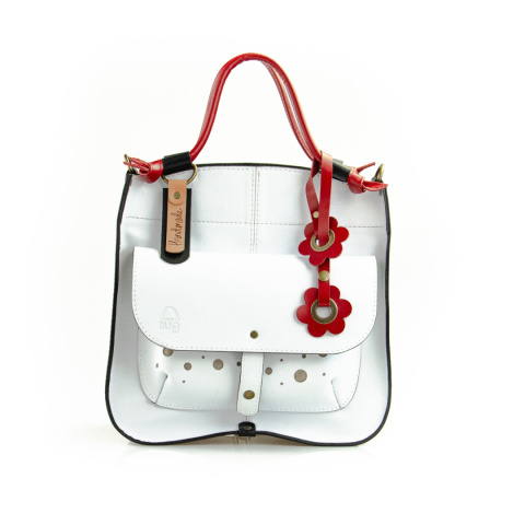Leather purse Elaine color white and red Leather purse Elaine color white and red