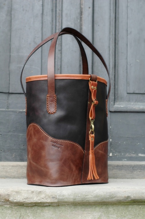 Torebka skórzana Julia w kolorze czarnym i brązowym