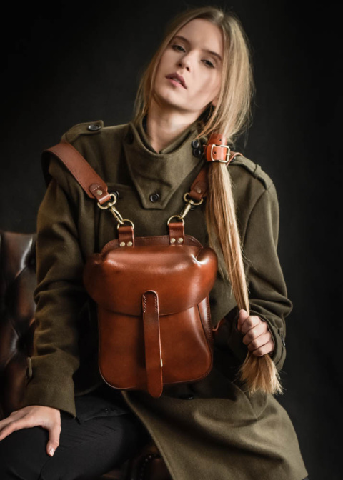 Skórzana kawaleryjka plecak ręcznie wykonany z skóry juchtowej