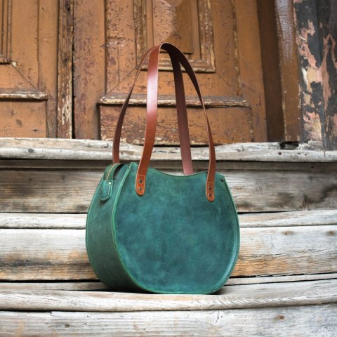 Leather bag Basia color green